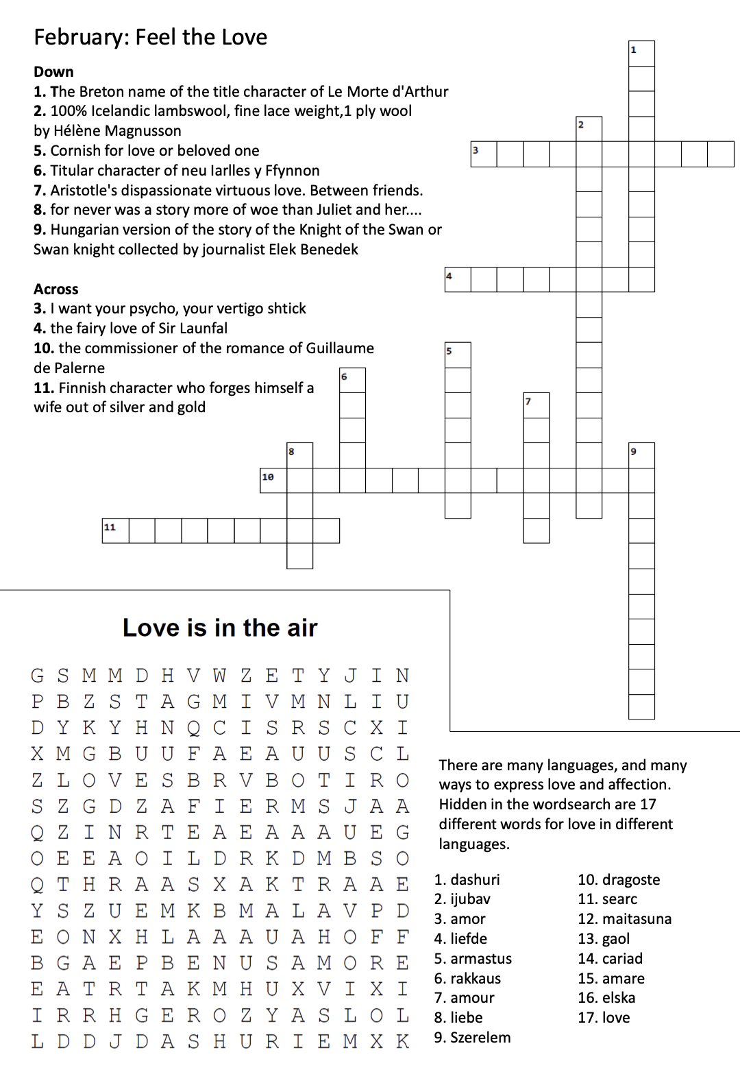Crossword and word search